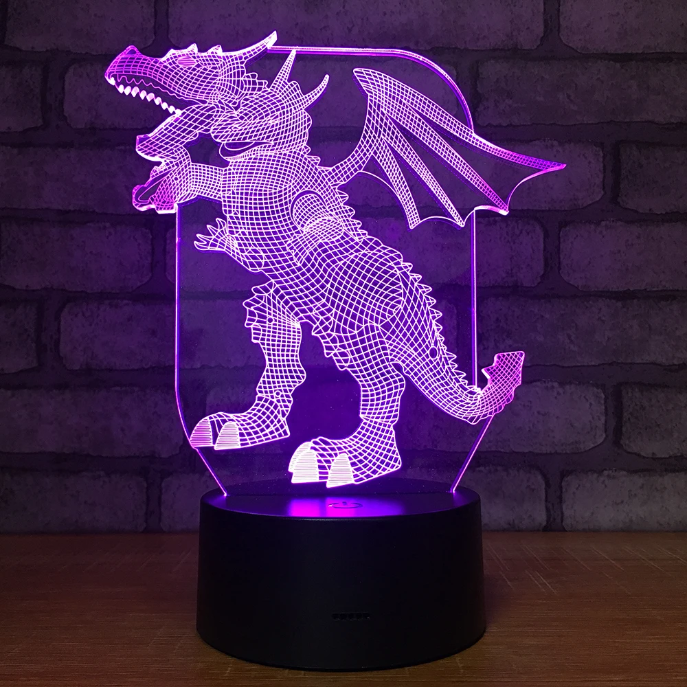 3D Дракон ночник динозавр юркского периода парк светодиодный аккумулятор USB