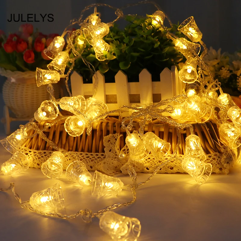 JULELYS 5M 20 Bulbs Bell LED String Lights Christmas Garland Window