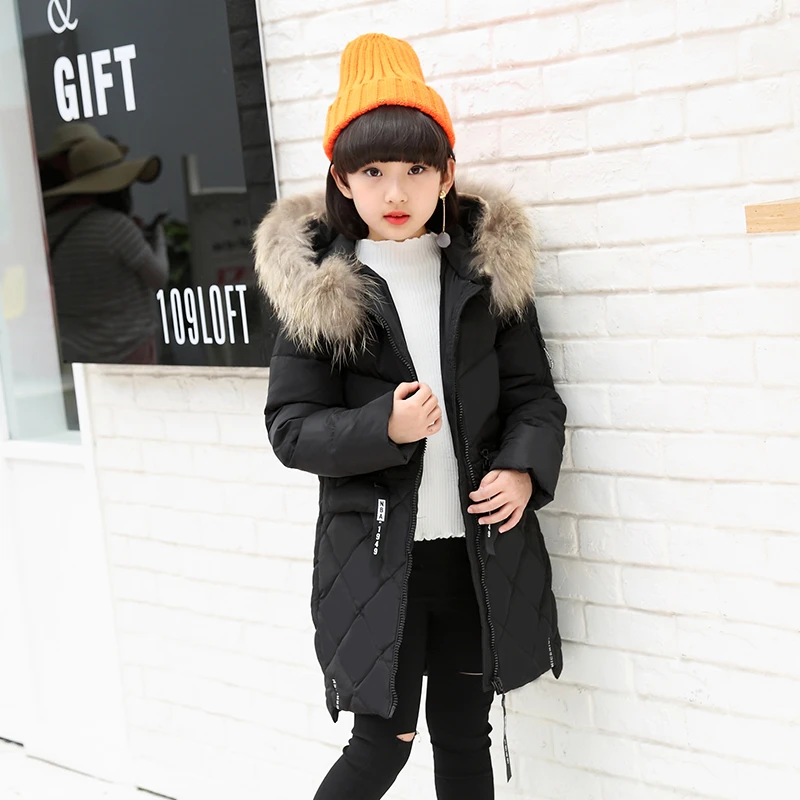 10 Jahre Schwarz Farbe Fell Kapuze Winter Jacke Fur Madchen Unten Parka Madchen Winter Mantel Lange Warme Dicke Kinder Kinder Der Kleidung Winter Jacket For Girls Teenage Winter Jacketsjacket For Girl Winter Aliexpress