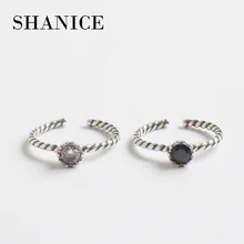 SHANICE Винтаж 925 стерлингового серебра открытые кольца ретро твист Кристалл Регулируемые женские перстни корейский стиль серебряные ювелирные изделия