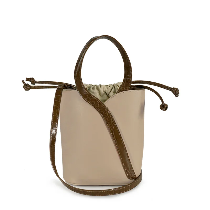 

Women New Bucket Composite Bag With Crocodile Print Single Shoulder Fashion Drawstring Bag Ladies Handbag Europe And America Pu