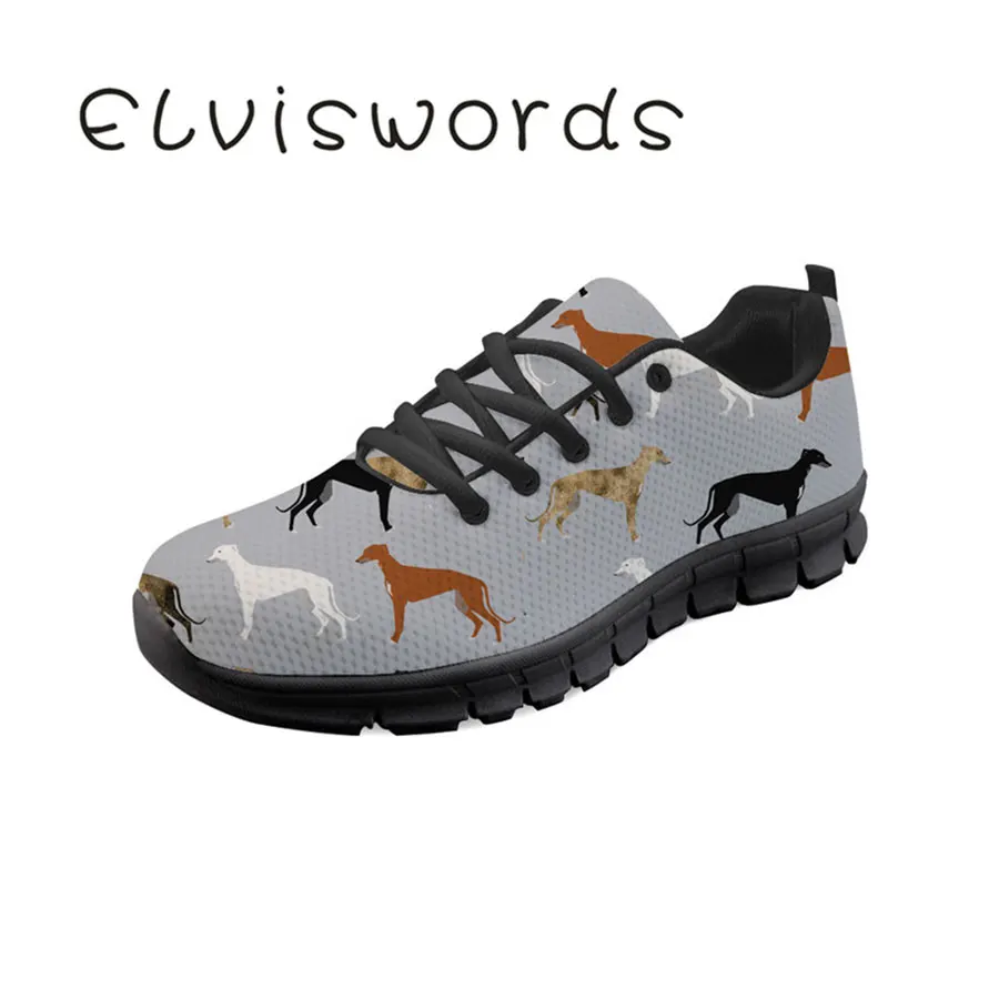 

Women's Shoes Spring and Summer New Lace-up Flat Casual Shoes Greyhound Printed Breathable Soft Outdoor Sports Shoes