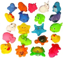 10Pcs Bathing Toy For Baby Kids Lovely Mixed Animals Water Toys Colorful Soft Rubber Float Squeeze