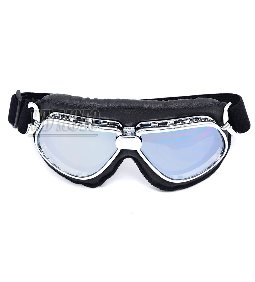 GL 014 SV Silver Scooter Goggle Glasses Pilot Ski Motorcycle Bike ATV