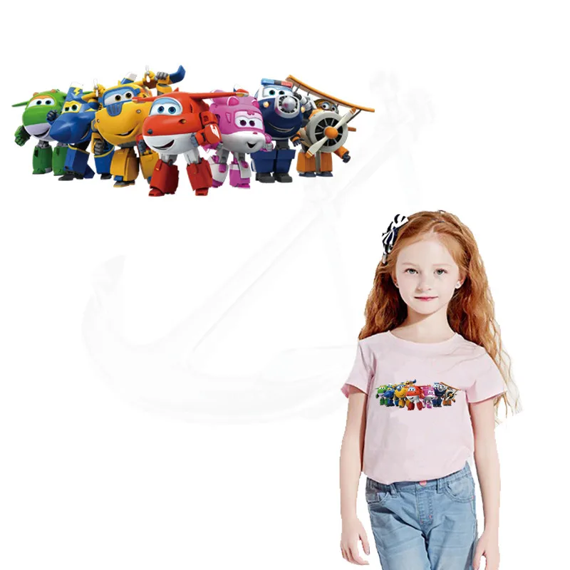 

17*6cm Super Wings Children patches T-shirt Dresses Sweater thermal transfer Patch for clothing By Household Irons