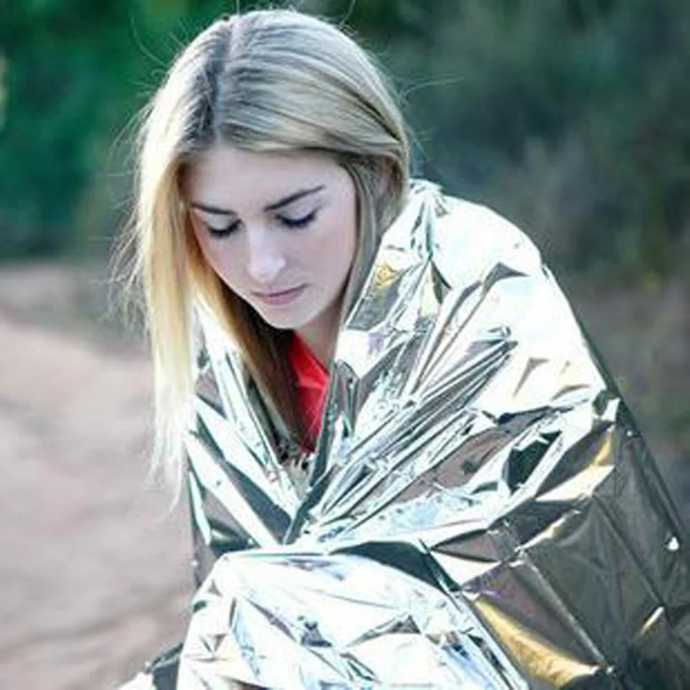 

1pcs Camping Portable Emergency Blanket First Aid Survival Rescue Curtain Tent Tools Outdoor Hiking Life-saving Foil Thermal kit