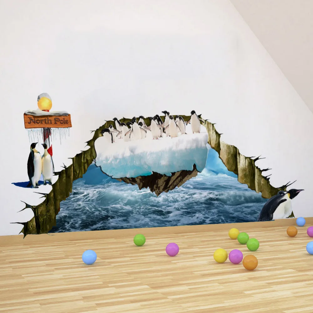 

Top 2 Sizes Cute 3D The North Pole Penguins Happy Feet Wall Sticker Home Decor for Kids Room Sticker Decal on Wall Wallpaper