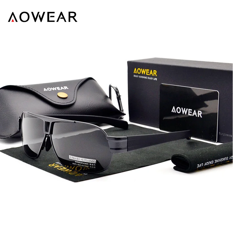 

AOWEAR Classic Men Sunglasses Polarized UV400 Driving Sun Glasses for Driver Male Rectangle Shades Polaroid Glasses Oculos A706