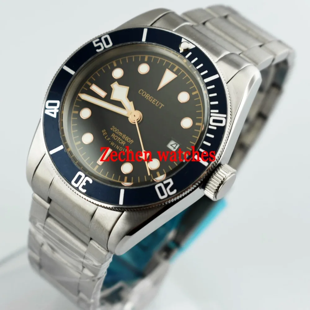 

Corgeut 41mm Luminous hand Black Automatic Men's Stainless Steel Wrist Watch