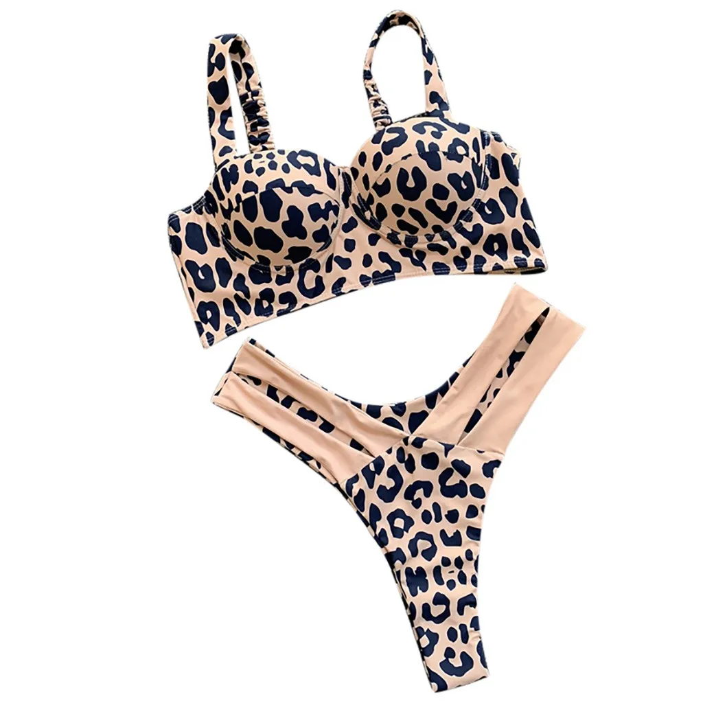 

Sexy Bikini Set Women Two-Piece Swimsuit Leopard Print Bandeau Bandage Bikini Set Summer Sale Seaside Beachwear Biquini #YD1