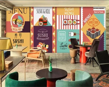 

beibehang papel de parede 3d Sticker wallpaper sushi japanese restaurant mural wallpaper background wallpapers for living room