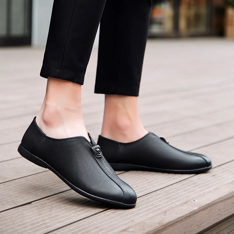 Mode Homme white Occasionnels Hommes Véritable Volant Chaussures En Black Et Mocassins De Noir Jeune Pour Blanc Conduite Respirant Cuir Slip on nXwOPk80