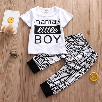 

baby boy clothes Mama's little Boy Cotton Short Sleeve T-Shirt Tops+Pants Newborn boys clothes Casual Toddler Clothing Set