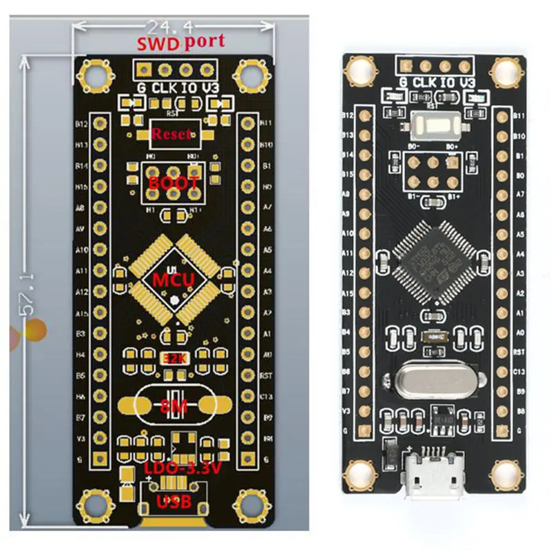 STM32F103C8T6 ARM STM32 Минимальная макетная плата модуль MCU основная плата MicroUSB для Arduino Diy Kit