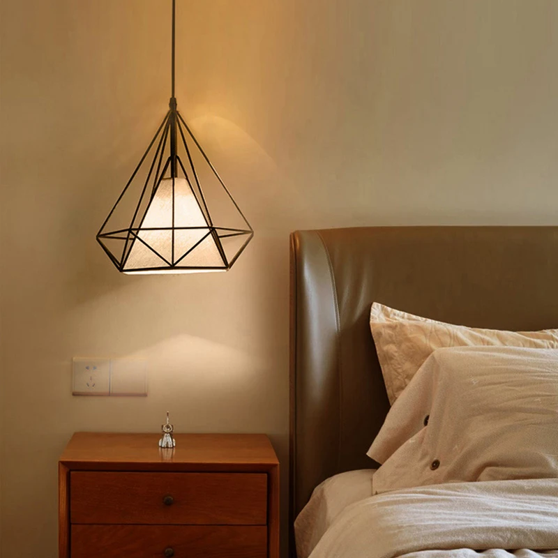 

Modern LED Pendent Light Minimalist Iron Art Diamond Geometric Birdcage Hanging lamp Restaurant Ceiling Decor Loft Light fixture