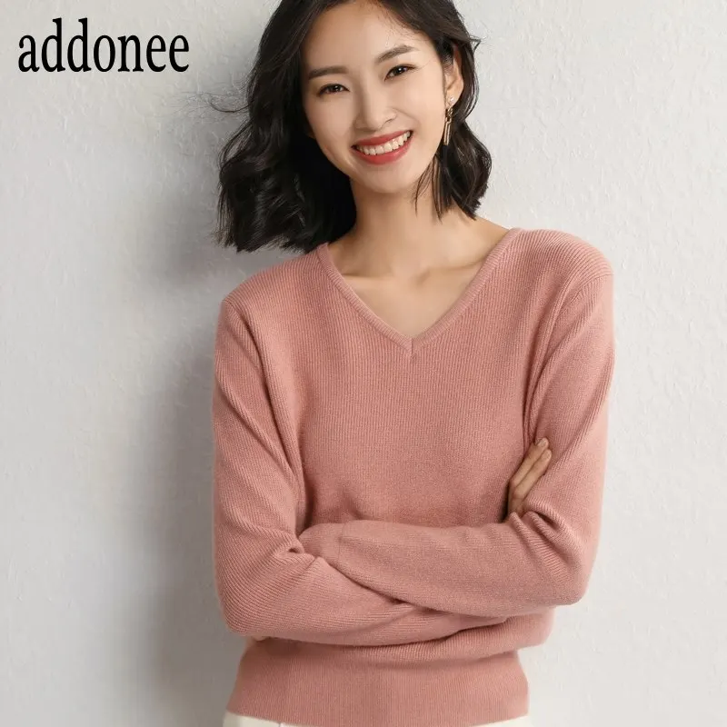 

2018 New Design High Quality Autumn Winter Women Cashmere Wool Sweater Pullovers Warm Soft Loose V-Neck Fashion Casual Wild