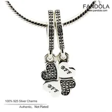 Подлинный 925 пробы Серебряный счастливый клевер лучшие друзья навсегда болтаются Шарм Бусины Подходит для женщин DIY талисманы браслеты