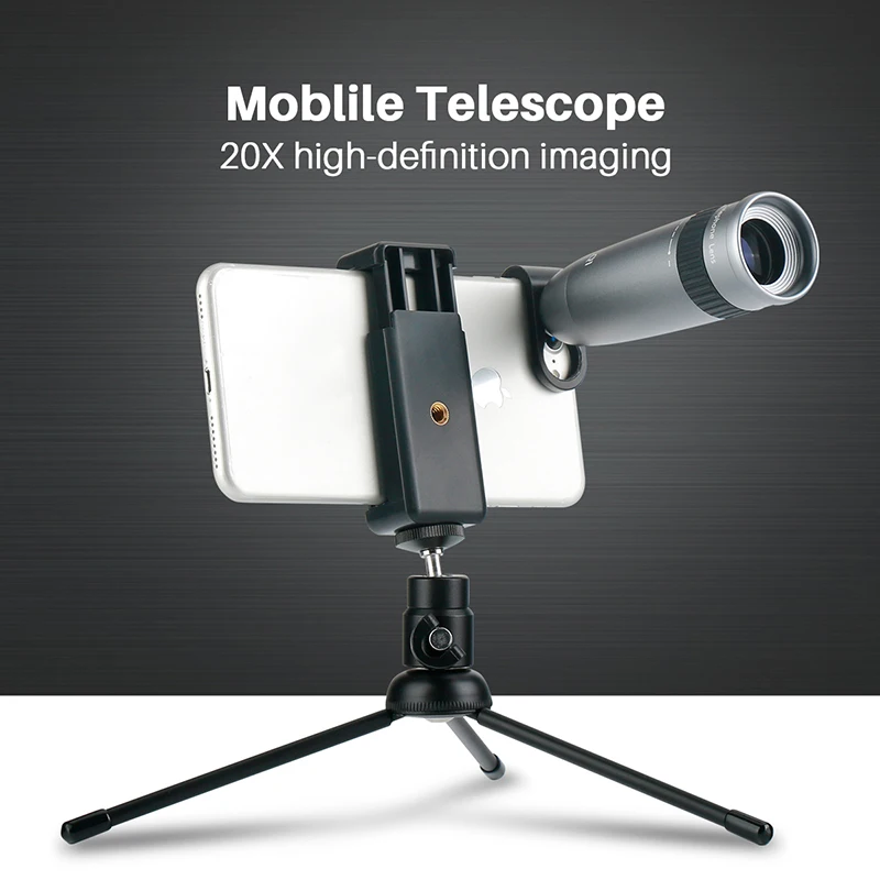 

Universal 20X Telephoto Lens for Phone Zoom Optical Telescope Camera Lens with Clips for iPhone X Xs Max 8 7 Plus Huawei HTC