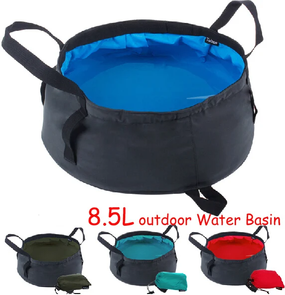 

8.5 L Nylon Carrying Water Catch Fountain Pitcher Basin Laver Storage Base Outdoor Camping Hike Wash Basins Automatic Stand