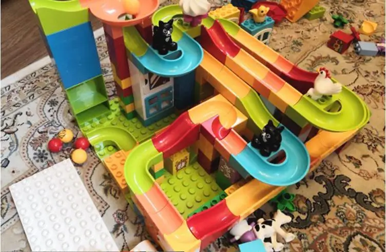 

56PCS Blocks Marble Race Run Maze Compatible with Legoed brick slide children's educational toys DIY toys wholesale