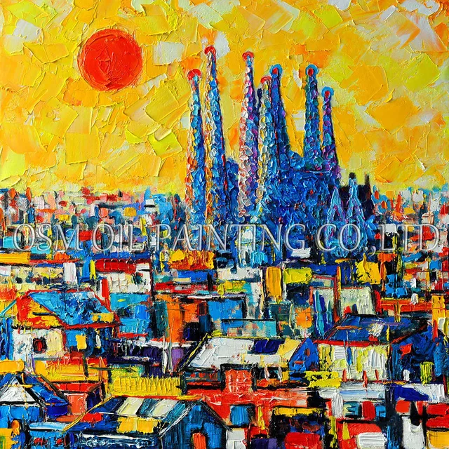 Artist Design and Hand painted High Quality Abstract Barcelona Oil