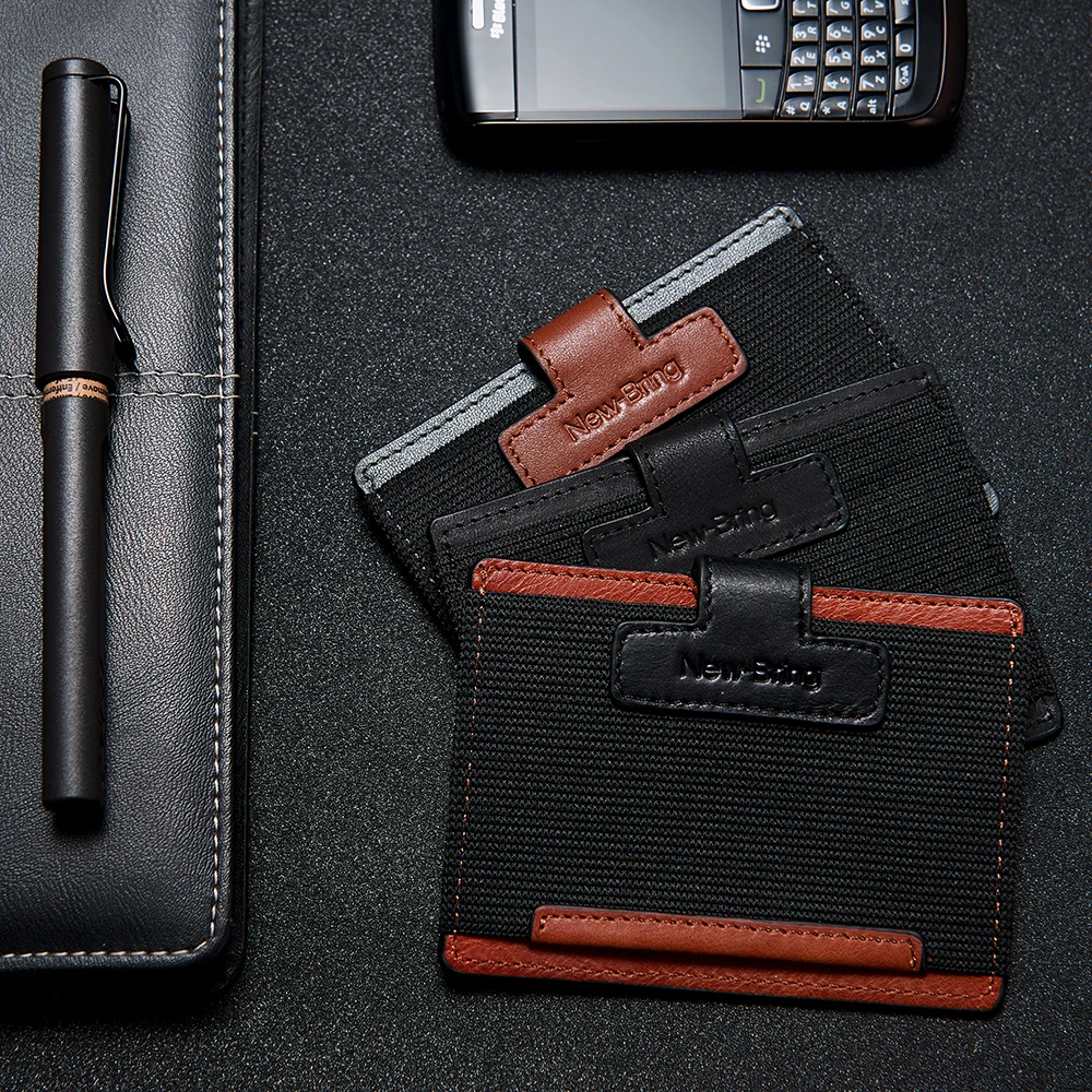 NewBring Slim Leather Credit Card Holder Man Compact Mini Purse Money Cash Women Wallet Female Business Card & ID Holder Sleeve