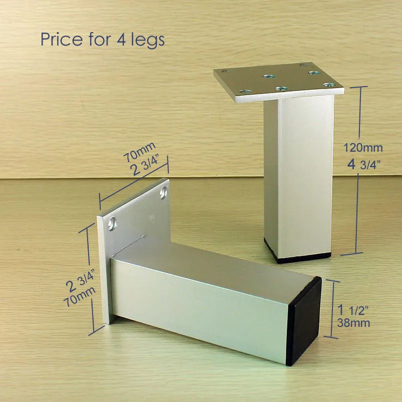 4x aluminum table leg furniture stand feet metal 12cmmetal