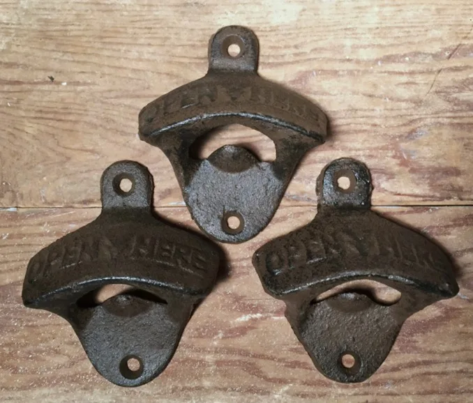 

3Pieces/Lot 75x60mm. Industrial Retro Decorative Hook Beer Bottle Opener On The Wall