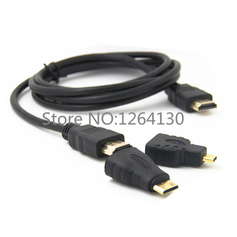 3 в 1 HDMI к HDMI Mini HDMI Micro HDMI кабель V1.4 золото-адаптер для плакировки конвертер для Xbox 360 HDTV 1080 P 1 м/1,5 м/3 м/5 м/10 м