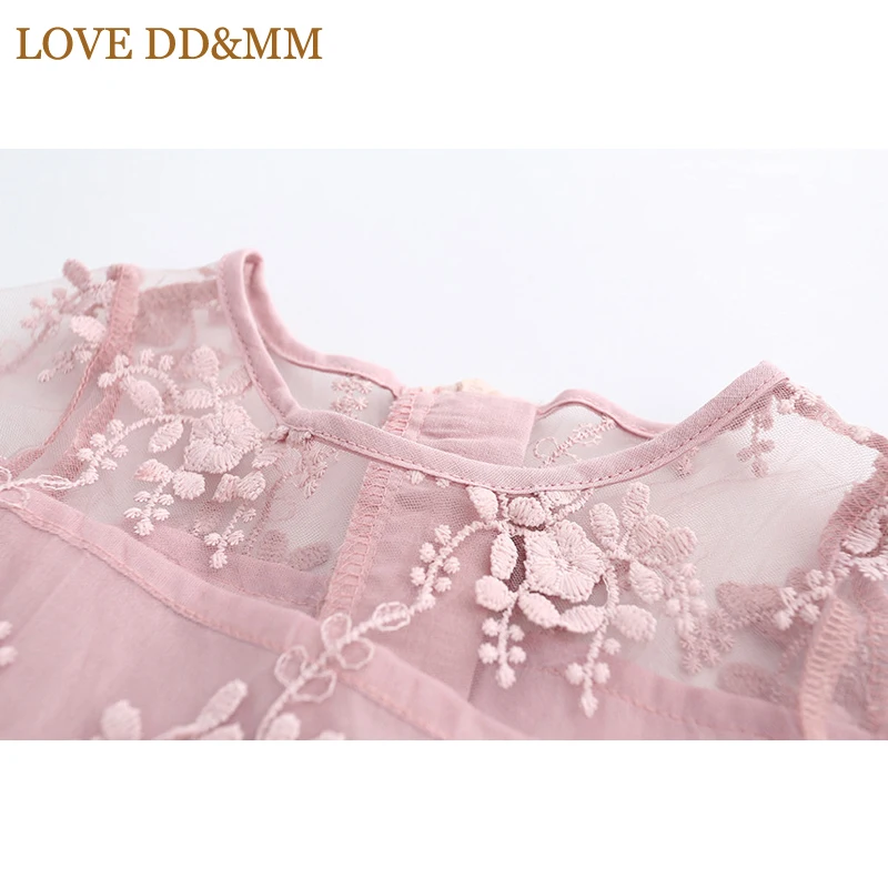 Платье для девочек LOVE DD & MM модное милое кружевное платье с рукавами и вышивкой на
