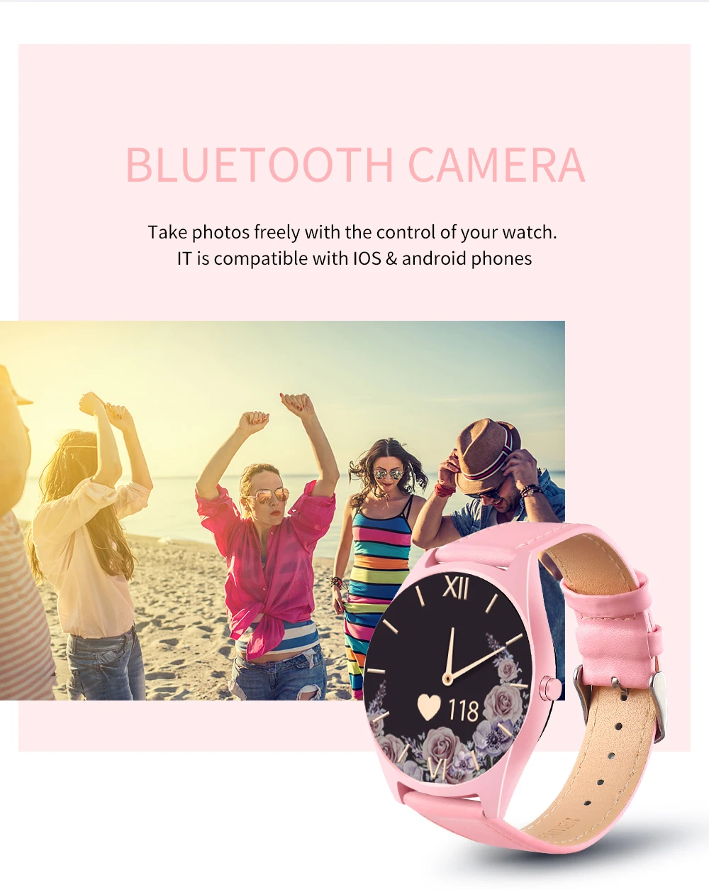 Женский дизайн часы дисплей Smartwatch поддержка сердечного ритма Монитор артериального давления Bluetooth циферблат Ответ Вызов наручные часы