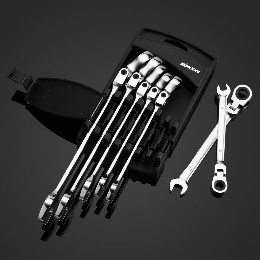 

KKMOON 7pcs Torque Ratchet Wrench set Universal Key Double-ended torque wrench Ratchet Spanner Open-ended Auto Car Repair Tools