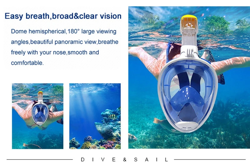 2019 маска для плавания маска для сноркелинга 180 панорамный вид свободное дыхание Полное Лицо Маска Для Сноркелинга анти-туман Анти-утечка