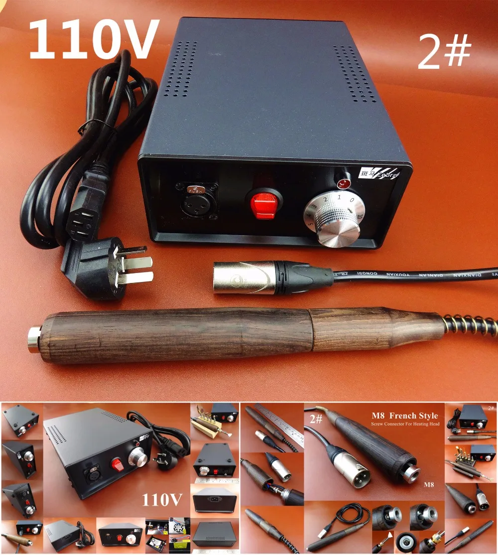 

1set 110V Leather Craft Electric Creasing Edging Machine + Wood Handle Creaser Edger Tool - Groover Beveler Skiver Cutter Knife