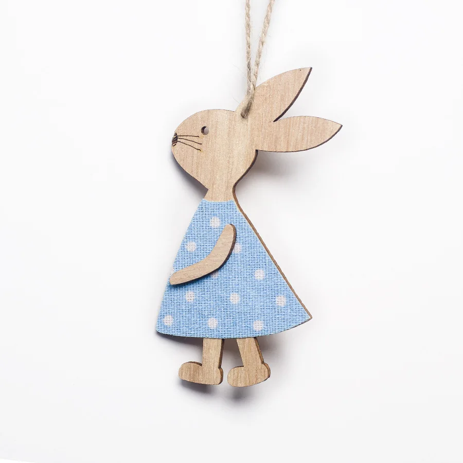1 шт. пасхальные украшения милые Подвески Кролик из дерева украшения ремесло подарки для детей домашний декор - Цвет: D