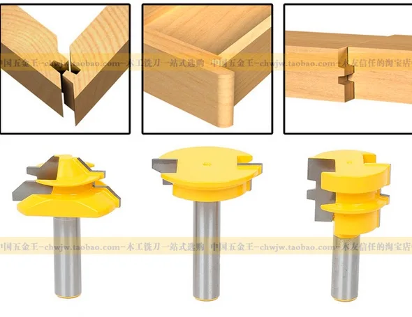 

3pcs/set SHK 1/2'' tenon joint milling cutter knife drawer 15 degree tenon joint splicing woodworking knife