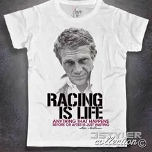 Мужская футболка Steve Mc queen Life Is Racing Новая мужская футболка летние топы с круглым вырезом на заказ дизайнерские футболки
