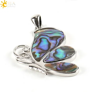 

CSJA Natural Paua Abalone Shell Pendants Beads Butterfly Unique Wing Animal Pendant for Women Men Necklaces Charm Jewellery E343