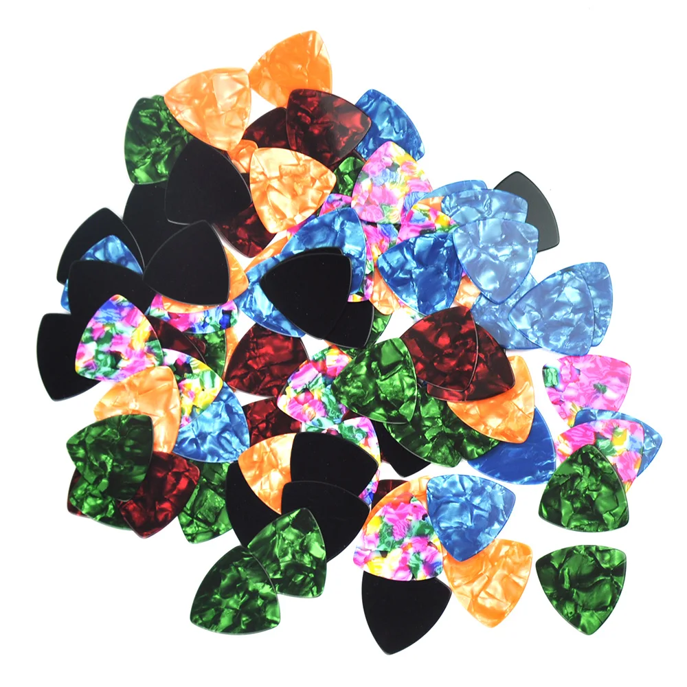 50pcs Medium 0.71mm 346 Rounded Triangle Guitar Picks Plectrums Blank Celluloid|Детали и аксессуары для гитар| |