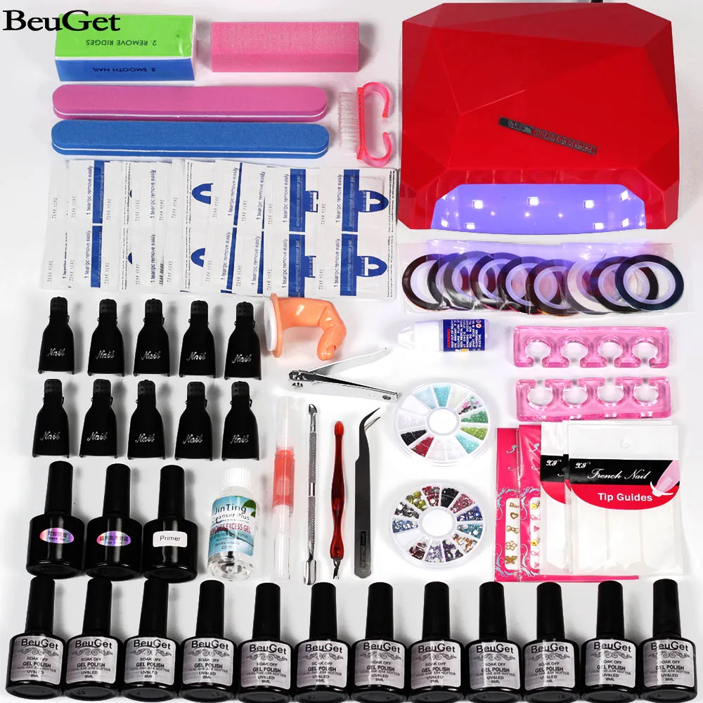 

Gel varnish 12pcs Nail Kit&36w Uv Led Nail Lamp Dryer Gel Nail Polish Primer Base+Top Gel Lacquer set for Nails set for manicure