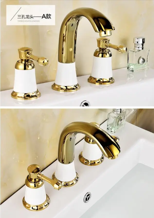 Bacia de Bronze Branco e ouro Torneira