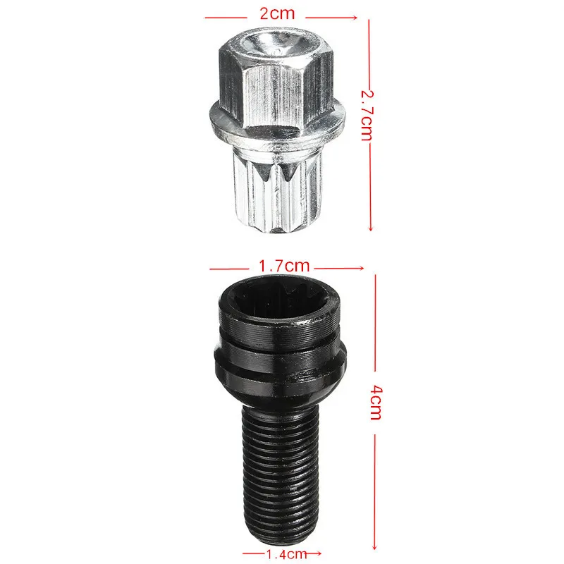 1 компл. 17 мм болт колеса и замок луг гайка подходит для VW/Golf/Jetta/Beetle/Passat/Audi 8D0601139F черный и серебристый