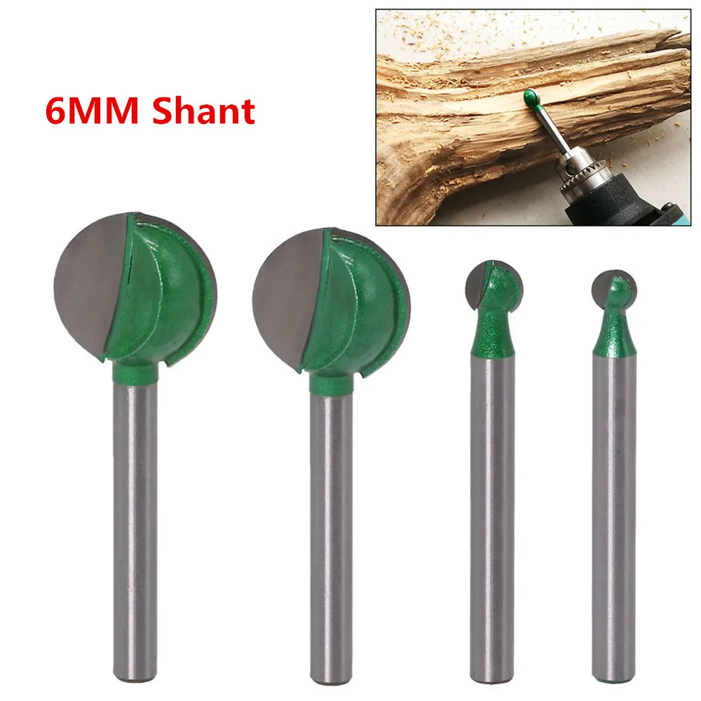 

4Pcs Pill Woodworking Ball Shape Milling Cutter 6mm Shank Router Bit Carving Tool Wood Knife Chisel Drill Rotary Tool WQD4-HT60