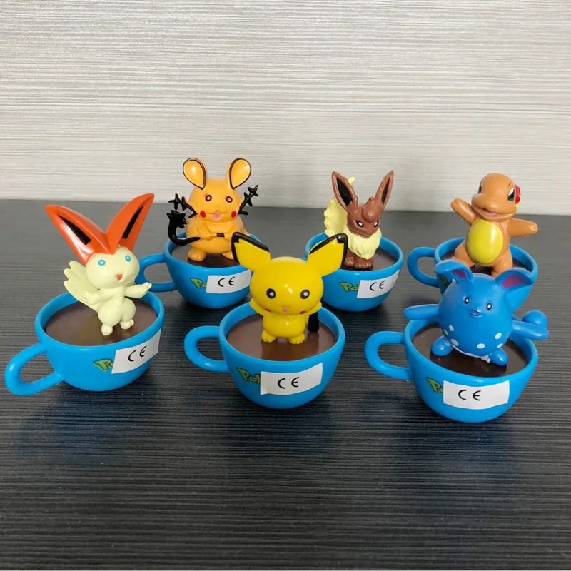 

New PVC 6 Styles Cup Pocket Monsters Pikachu Action Figure Children Anime Model Toy Birthday Gift Decorations