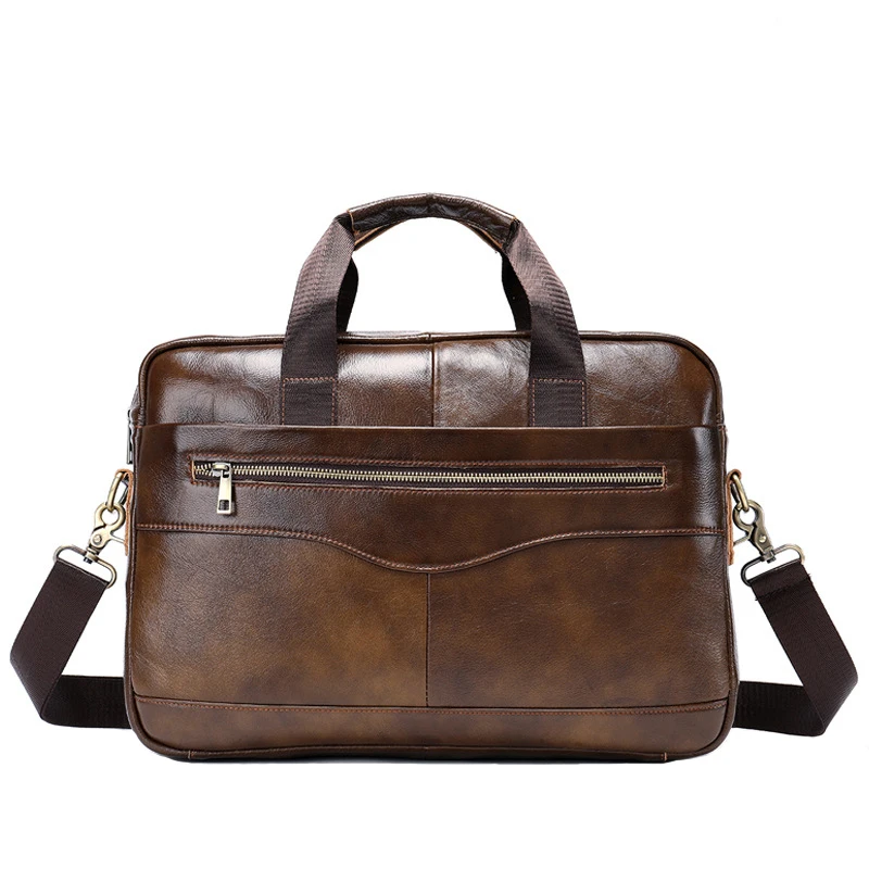 Genuine Leather Men's Bag Casual Business Briefcase Cross Section Men Shoulder Messenger Bag Handbag Tide