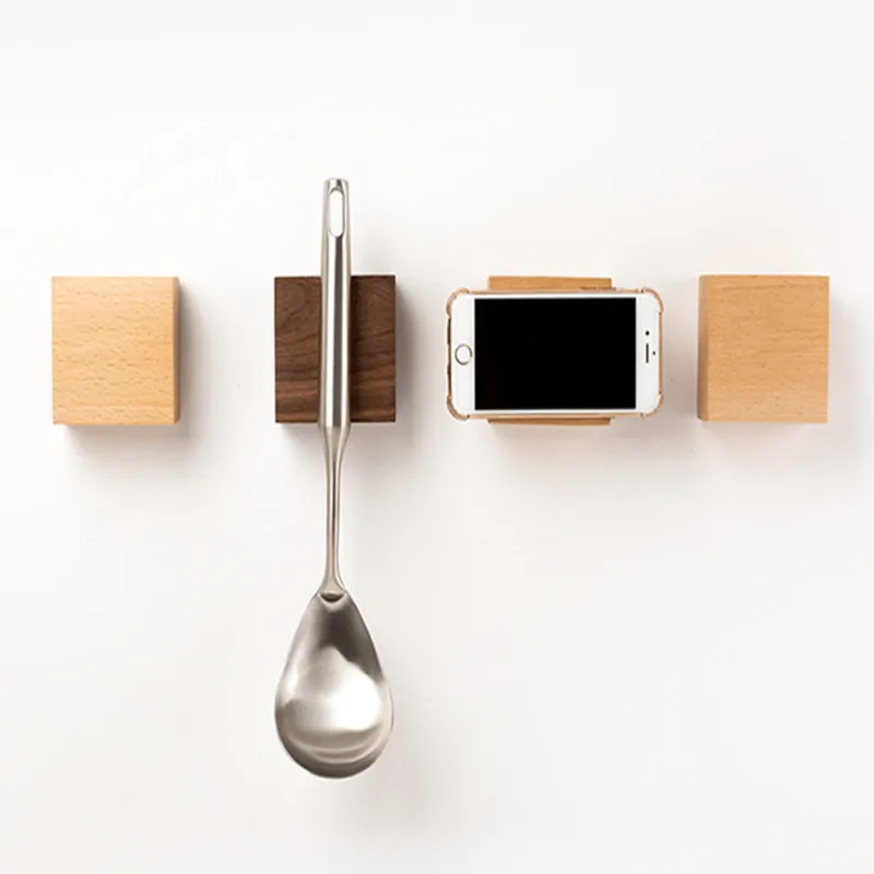 

Creative 6 Shaped Wood Key Hanger Wall Hook Wooden Hooks Key Magnetic For Fridge magnetic Key Wall Holder Door Hook