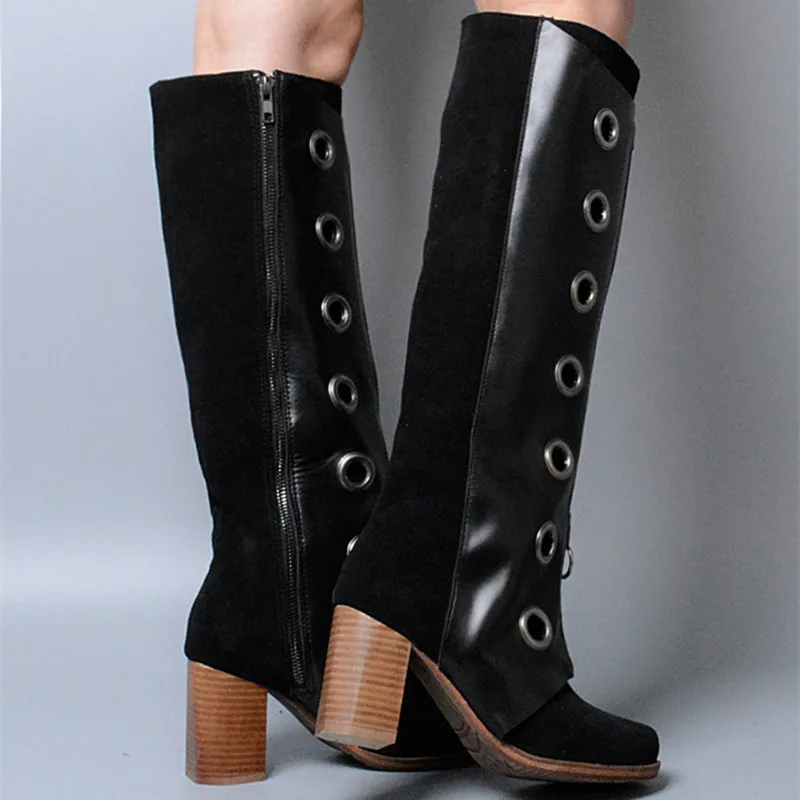 Cráneo Prova Martin Genuino Botas Motocicleta De Tacón Alto Punk Mujeres Plush Las Combate Vaca In Black Militar black Perfetto Gótico Cuero YYaxz7r