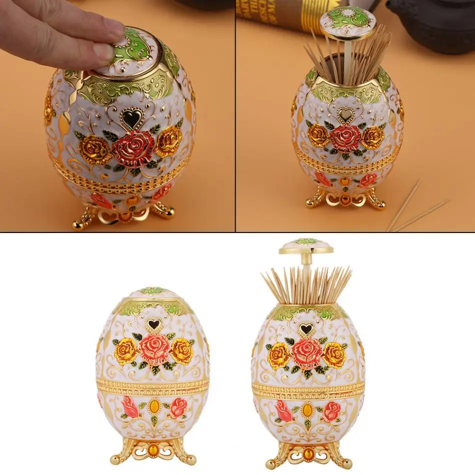 

Zerodis Flower Carved Automatic Toothpick Holder Flower Pattern Hand Press Toothpick Dispenser Home Decor Box