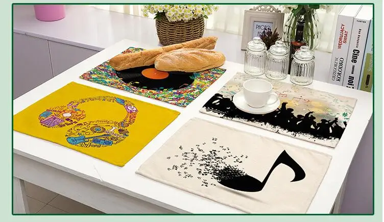 Креативный коврик из ткани с музыкальной нотой, коврик для украшения стола, кухонный коврик, индивидуальный декор, H101