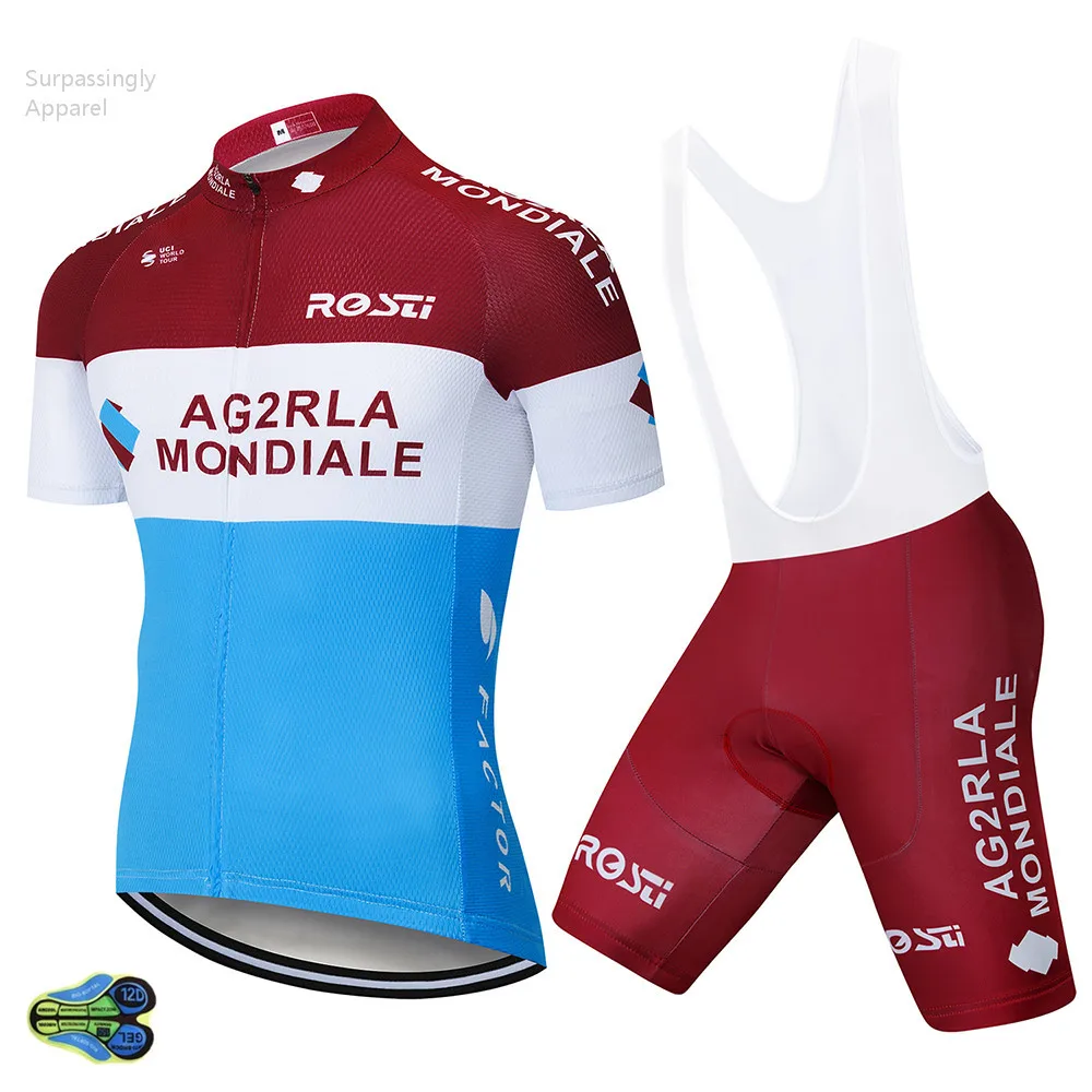 

2019 World Tour TEAM AG2R Cycling Jersey Gel Bike Shorts Set Ropa Ciclismo Mens 12D Summer Quick-dry Bicycling Maillot Culotte